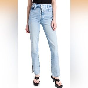 Good American Good Boy Straight Leg Jeans w/Slit Hem